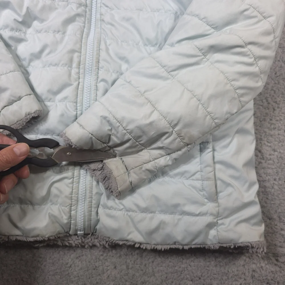 The North Face Reversible MossBud Swirl Girls Blue‎ Jacket - Size XL Ski Hiking